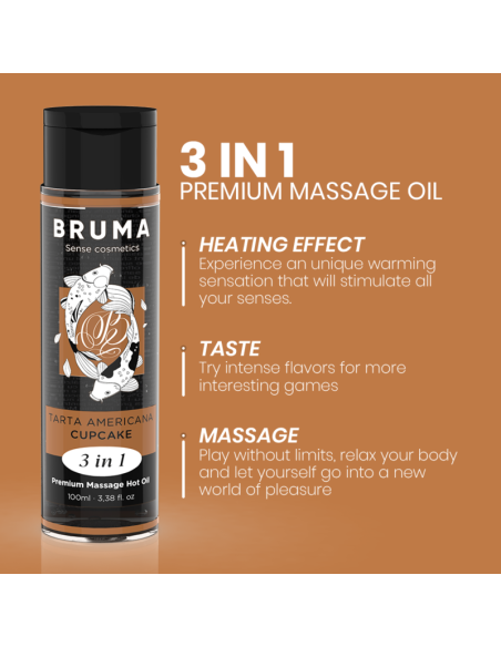 BRUMA ACEITE DE MASAJE PREMIUM EFECTO CALOR SABOR TARTA AMERICANA 3 EN 1 100 ML