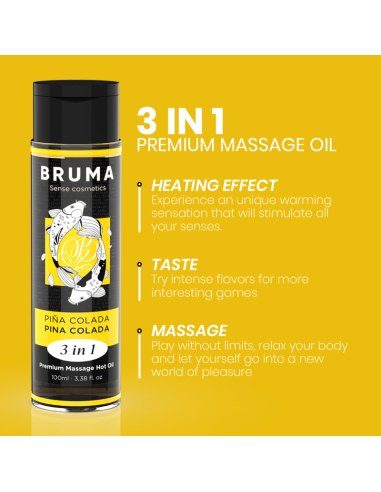 BRUMA ACEITE DE MASAJE PREMIUM EFECTO CALOR SABOR PIAA COLADA 3 EN 1 100 ML