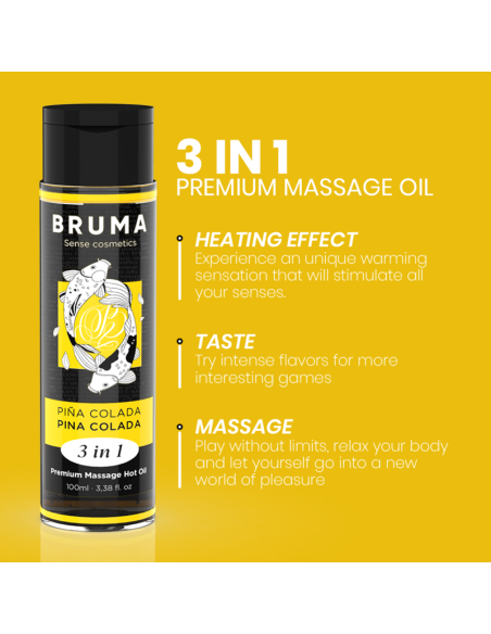 BRUMA ACEITE DE MASAJE PREMIUM EFECTO CALOR SABOR PIAA COLADA 3 EN 1 100 ML