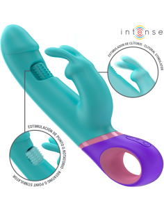 INTENSE MANICA VIBRADOR RABBIT CON ESTIMULADOR ROTATORIO DEL PUNTO G AZUL