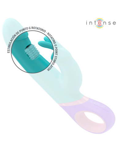INTENSE MANICA VIBRADOR RABBIT CON ESTIMULADOR ROTATORIO DEL PUNTO G AZUL