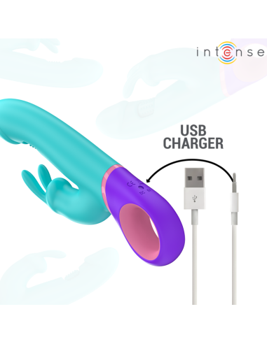 INTENSE MANICA VIBRADOR RABBIT CON ESTIMULADOR ROTATORIO DEL PUNTO G AZUL