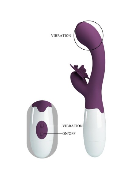 PRETTY LOVE BUTTERFLY KISS VIBRADOR RABBIT ESTIMULADOR PUNTO G MORADO