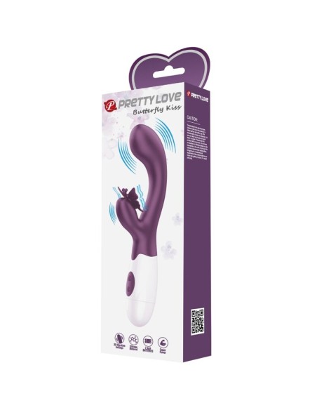 PRETTY LOVE BUTTERFLY KISS VIBRADOR RABBIT ESTIMULADOR PUNTO G MORADO