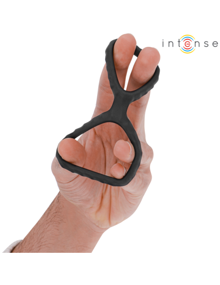 INTENSE DEWEY ANILLO DOBLE PARA PENE SILICONA NEGRO MODELO 2