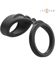 INTENSE THEO ANILLO DOBLE PARA PENE SILICONA NEGRO MODELO 3