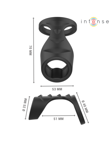 INTENSE THEO ANILLO DOBLE PARA PENE SILICONA NEGRO MODELO 3