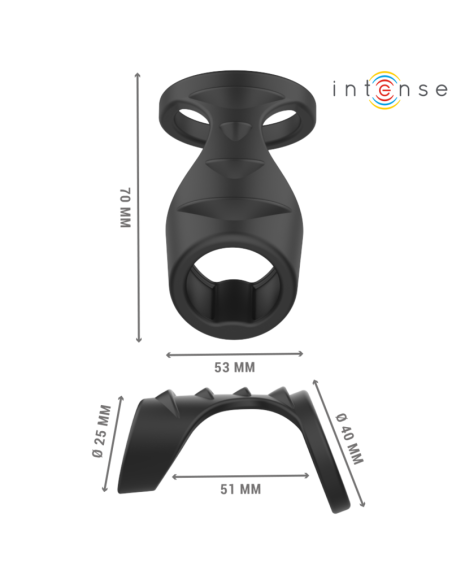 INTENSE THEO ANILLO DOBLE PARA PENE SILICONA NEGRO MODELO 3