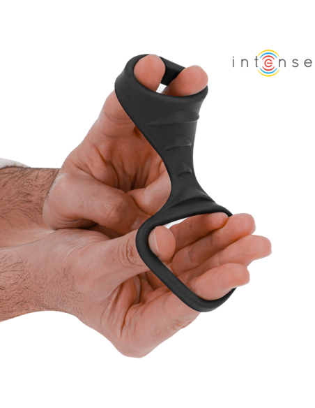 INTENSE THEO ANILLO DOBLE PARA PENE SILICONA NEGRO MODELO 3