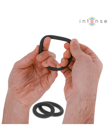 INTENSE HUGH 3 ANILLOS BASICOS PARA PENE SILICONA NEGRO