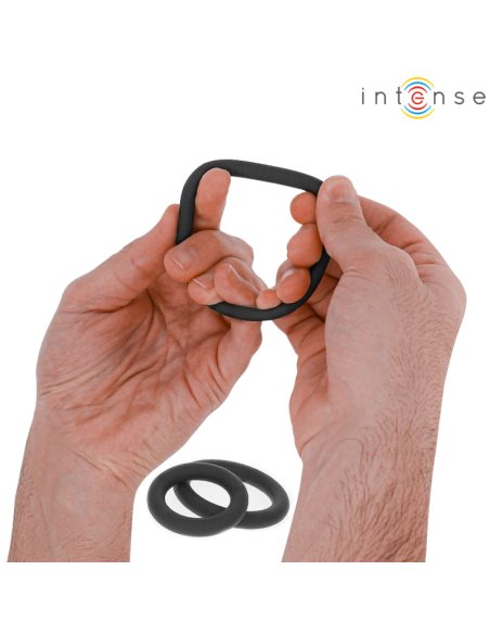 INTENSE HUGH 3 ANILLOS BASICOS PARA PENE SILICONA NEGRO