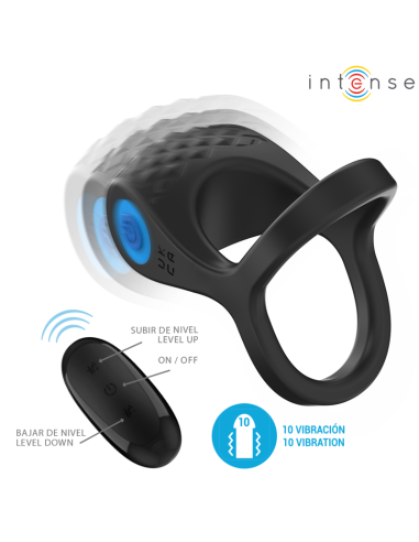 INTENSE ALEX ANILLO DOBLE VIBRADOR PENE 10 VIBRACIONES NEGRO