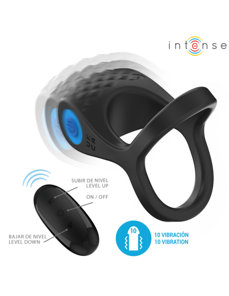 INTENSE ALEX ANILLO DOBLE VIBRADOR PENE 10 VIBRACIONES NEGRO