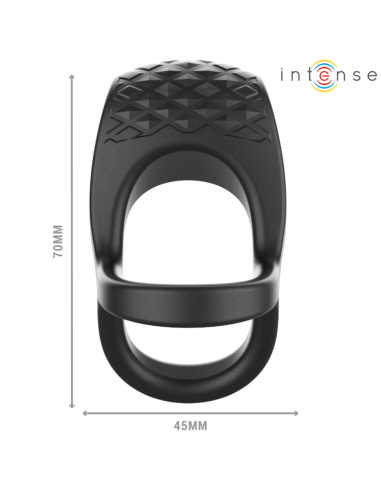 INTENSE ALEX ANILLO DOBLE VIBRADOR PENE 10 VIBRACIONES NEGRO