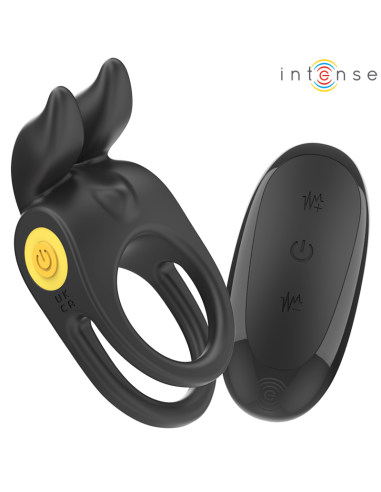 INTENSE SAM ANILLO DOBLE VIBRADOR PENE 10 VIBRACIONES NEGRO