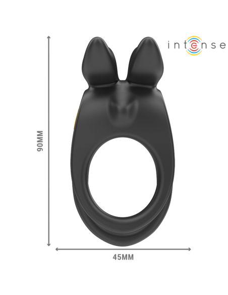 INTENSE SAM ANILLO DOBLE VIBRADOR PENE 10 VIBRACIONES NEGRO