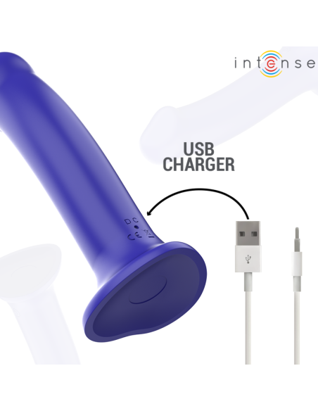 INTENSE VICTORIA VIBRADOR CON VENTOSA 10 VIBRACIONES AZUL OSCURO CONTROL REMOTO