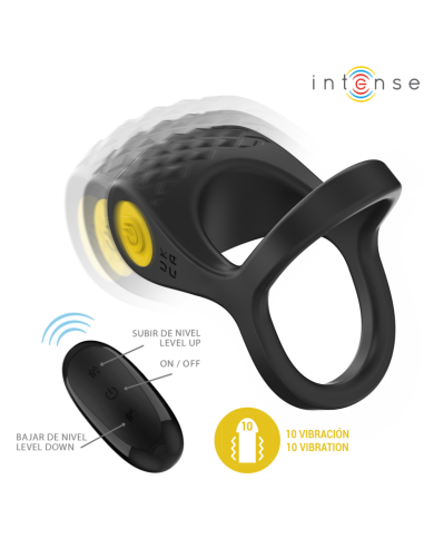 INTENSE ALEX ANILLO DOBLE VIBRADOR PENE 10 VIBRACIONES NEGRO