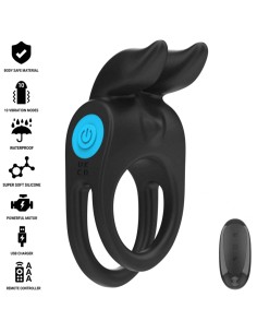 INTENSE SAM ANILLO DOBLE VIBRADOR PENE 10 VIBRACIONES NEGRO