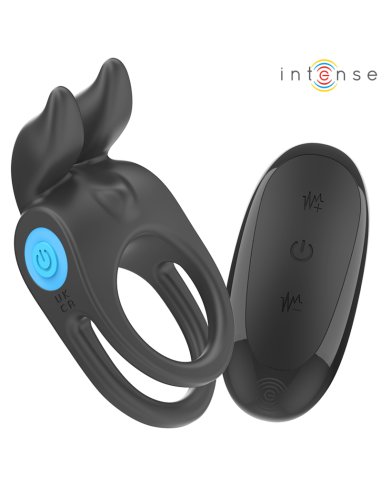 INTENSE SAM ANILLO DOBLE VIBRADOR PENE 10 VIBRACIONES NEGRO