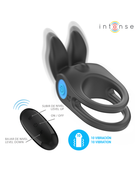 INTENSE SAM ANILLO DOBLE VIBRADOR PENE 10 VIBRACIONES NEGRO