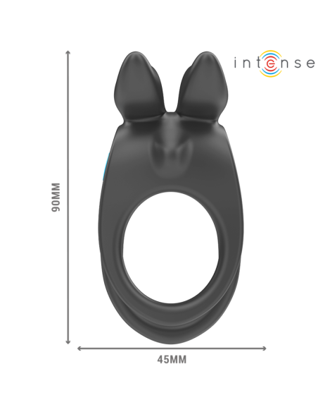 INTENSE SAM ANILLO DOBLE VIBRADOR PENE 10 VIBRACIONES NEGRO