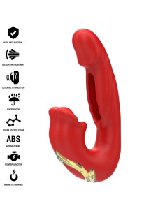 INTENSE NATHY VIBRADOR DOBLE CON BOCA ESTIMULADORA MULTIFUNCIAN ROJO