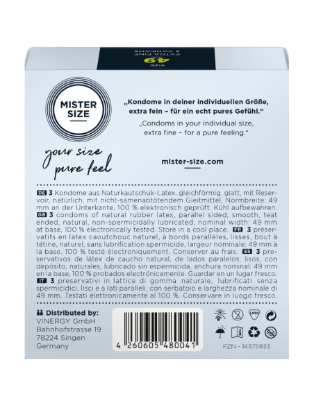 MISTER SIZE PRESERVATIVOS TALLA S 49 MM 3 UNIDADES