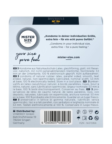 MISTER SIZE PRESERVATIVOS TALLA M 53 MM 3 UNIDADES