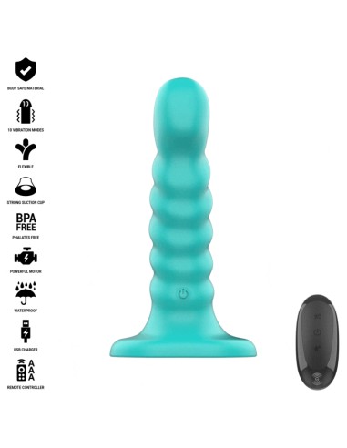 INTENSE BUFFY VIBRADOR TALLA S DISEAO EN ESPIRAL 10 VIBRACIONES AZUL CONTROL REMOTO