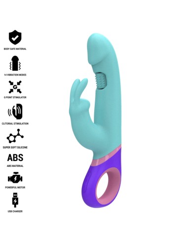 INTENSE MANICA VIBRADOR RABBIT CON ESTIMULADOR ROTATORIO DEL PUNTO G AZUL