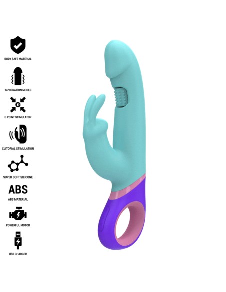 INTENSE MANICA VIBRADOR RABBIT CON ESTIMULADOR ROTATORIO DEL PUNTO G AZUL