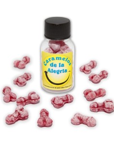 DIABLO PICANTE 12 CARAMELOS DE LA ALEGRAA FORMA PENE FRESA CEREZA
