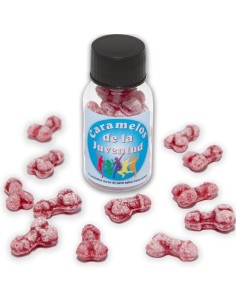 DIABLO PICANTE 12 CARAMELOS DE LA JUVENTUD FORMA PENE FRESA CEREZA