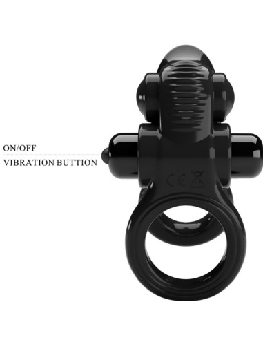 PRETTY LOVE PASSIONATE RING DOBLE ANILLO VIBRADOR ESTIMULADOR CLATORIS NEGRO