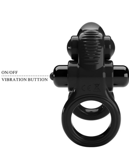 PRETTY LOVE PASSIONATE RING DOBLE ANILLO VIBRADOR ESTIMULADOR CLATORIS NEGRO