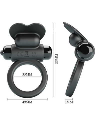 PRETTY LOVE DEBONAIRE ANILLO VIBRADOR CONEJO 10 VIBRACIONES NEGRO