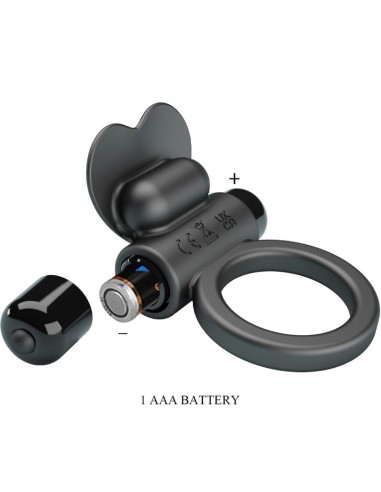 PRETTY LOVE DEBONAIRE ANILLO VIBRADOR CONEJO 10 VIBRACIONES NEGRO