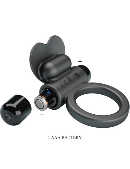PRETTY LOVE DEBONAIRE ANILLO VIBRADOR CONEJO 10 VIBRACIONES NEGRO