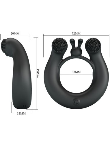 PRETTY LOVE DAHLIA ANILLO VIBRADOR ESTIMULADOR DE CLATOIS 12 VIBRACIONES NEGRO