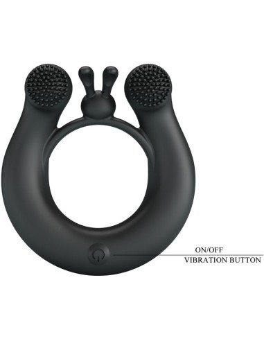 PRETTY LOVE DAHLIA ANILLO VIBRADOR ESTIMULADOR DE CLATOIS 12 VIBRACIONES NEGRO