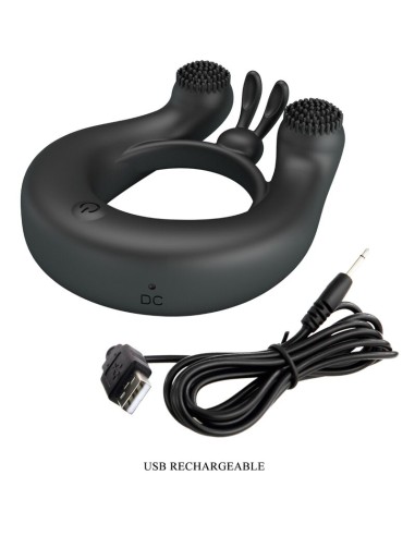PRETTY LOVE DAHLIA ANILLO VIBRADOR ESTIMULADOR DE CLATOIS 12 VIBRACIONES NEGRO
