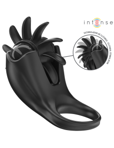 INTENSE MABEL ANILLO VIBRADOR 10 VIBRACIONES CON ESTIMULADOR DE CLATORIS NEGRO