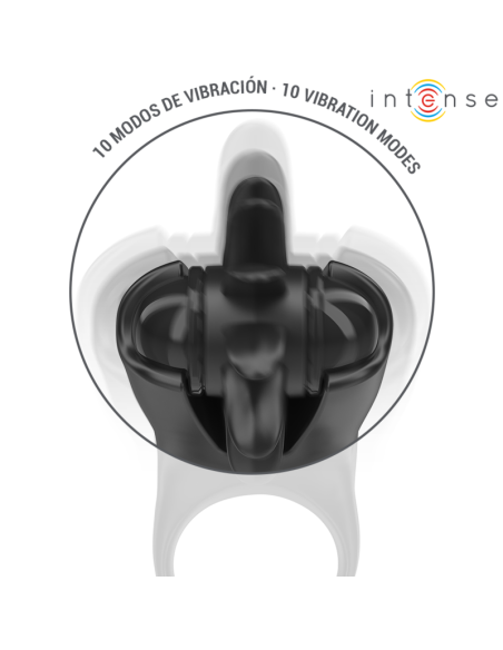 INTENSE MABEL ANILLO VIBRADOR 10 VIBRACIONES CON ESTIMULADOR DE CLATORIS NEGRO