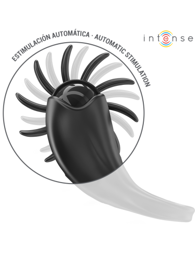 INTENSE MABEL ANILLO VIBRADOR 10 VIBRACIONES CON ESTIMULADOR DE CLATORIS NEGRO