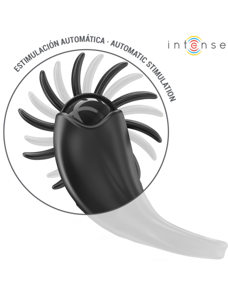 INTENSE MABEL ANILLO VIBRADOR 10 VIBRACIONES CON ESTIMULADOR DE CLATORIS NEGRO