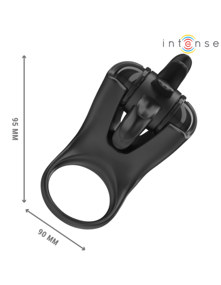 INTENSE MABEL ANILLO VIBRADOR 10 VIBRACIONES CON ESTIMULADOR DE CLATORIS NEGRO