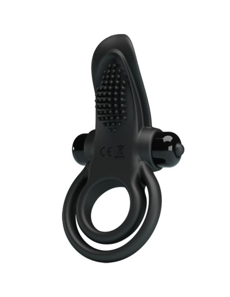 PRETTY LOVE DOBLE ANILLO VIBRADOR ESTIMULADOR CLATORIS 10 VIBRACIONES NEGRO
