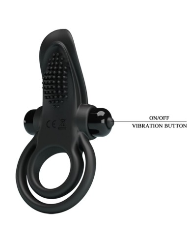 PRETTY LOVE DOBLE ANILLO VIBRADOR ESTIMULADOR CLATORIS 10 VIBRACIONES NEGRO