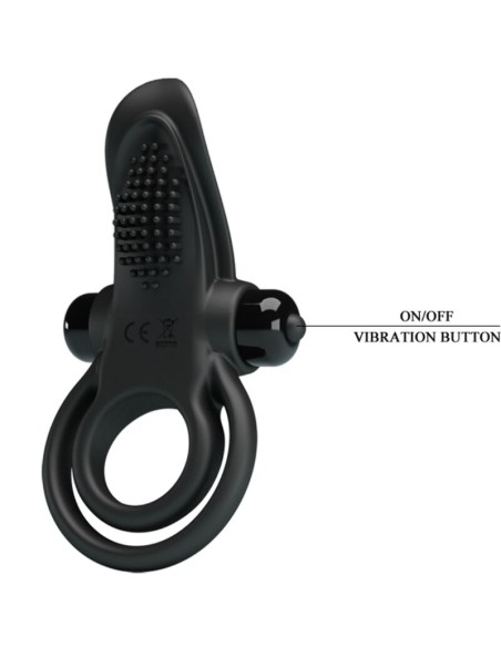 PRETTY LOVE DOBLE ANILLO VIBRADOR ESTIMULADOR CLATORIS 10 VIBRACIONES NEGRO
